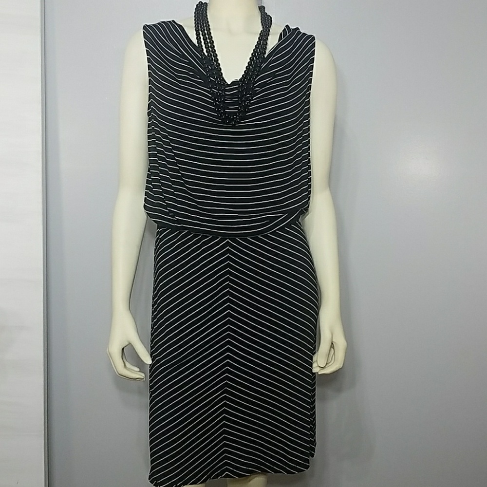 Joe Fresh Black White Dress Stripe Small sleeveless